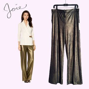 JOIE NEW Coated Metallic Wide Leg Trouser 6